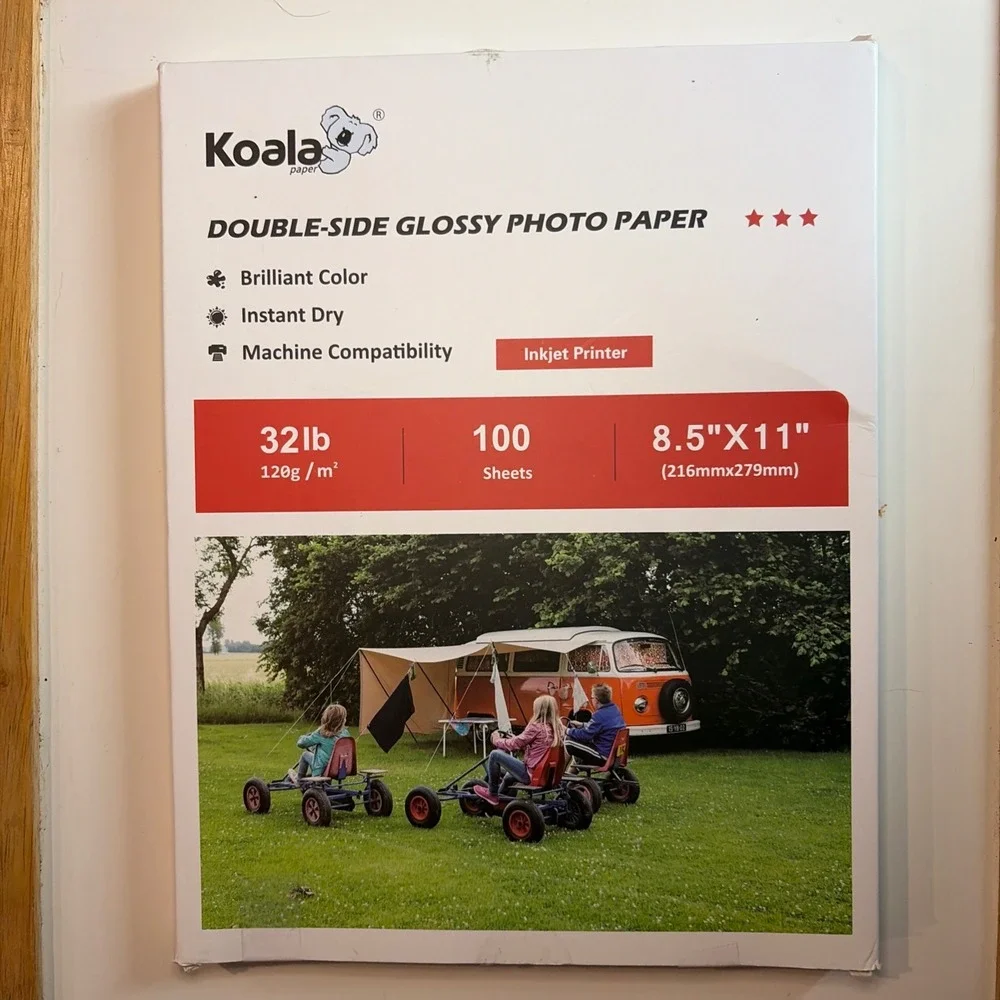 Koala Double Sided Glossy Photo Paper 8.5x11 32lb 100 Sheets Inkjet Printer